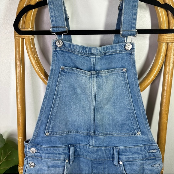 PAIGE Medium Wash Raw Hem Overalls sz 30 - Picture 7 of 8